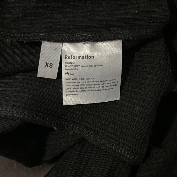 Reformation Polina Long Sleeve Midi Bodycon Dress Black Twist Front Sz XS - Picture 10 of 10